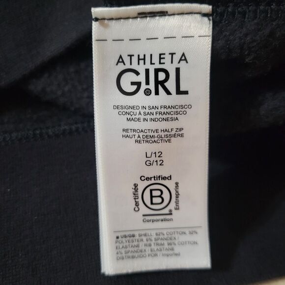 Athleta Girls Black Retroactive Half-Zip Pullover Sweatshirt Top - Picture 13 of 16